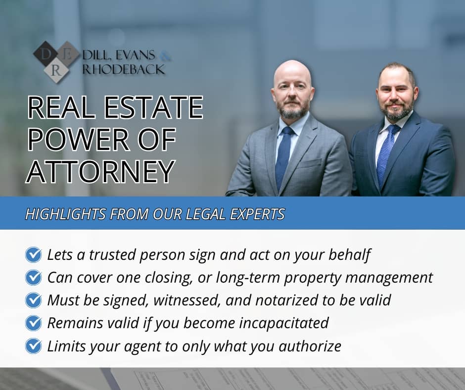Checklist infographic highlighting how real estate power of attorney works in Florida